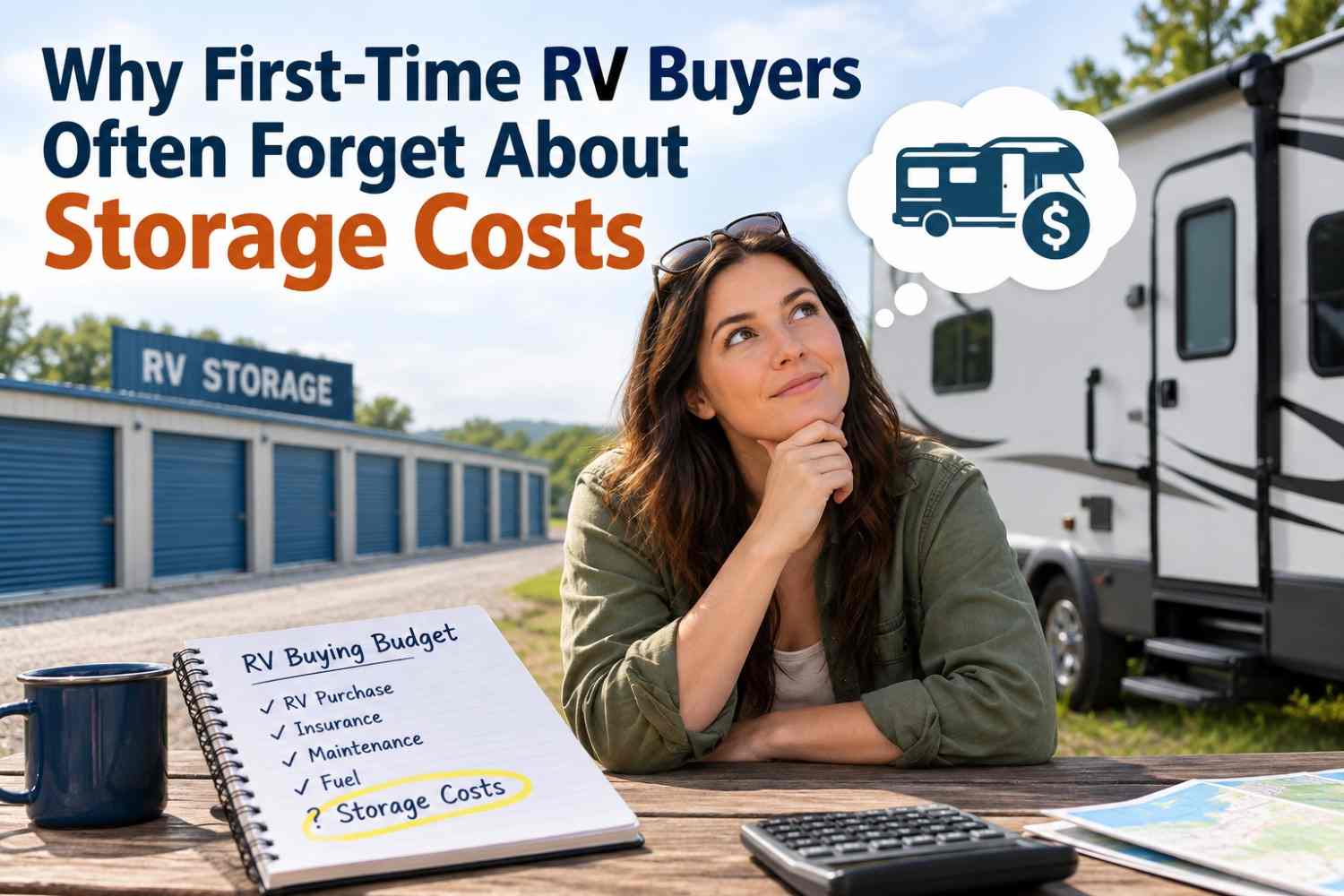 First-time RV buyers reviewing their budget and considering RV storage costs.